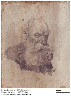 Georg Beringer, Kohlezeichnung, 1920, Portrait unbekannter Person