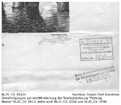 Tuschezeichnung der Festung Namur, Namur, um 1916, Joseph Stoll, Bensheim; Kennung: NLJS_Dokumente_CV_0612; digitalisiert und zusammengestellt: Frank-Egon Stoll-Berberich, 2023.