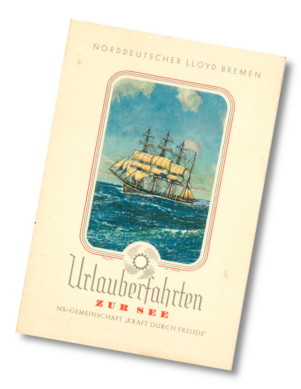 Titelseite des Tageprogramms an Bord des Kdf-Schiffs Der Deutsche, Norwegenfahrt 12. Juli 1938