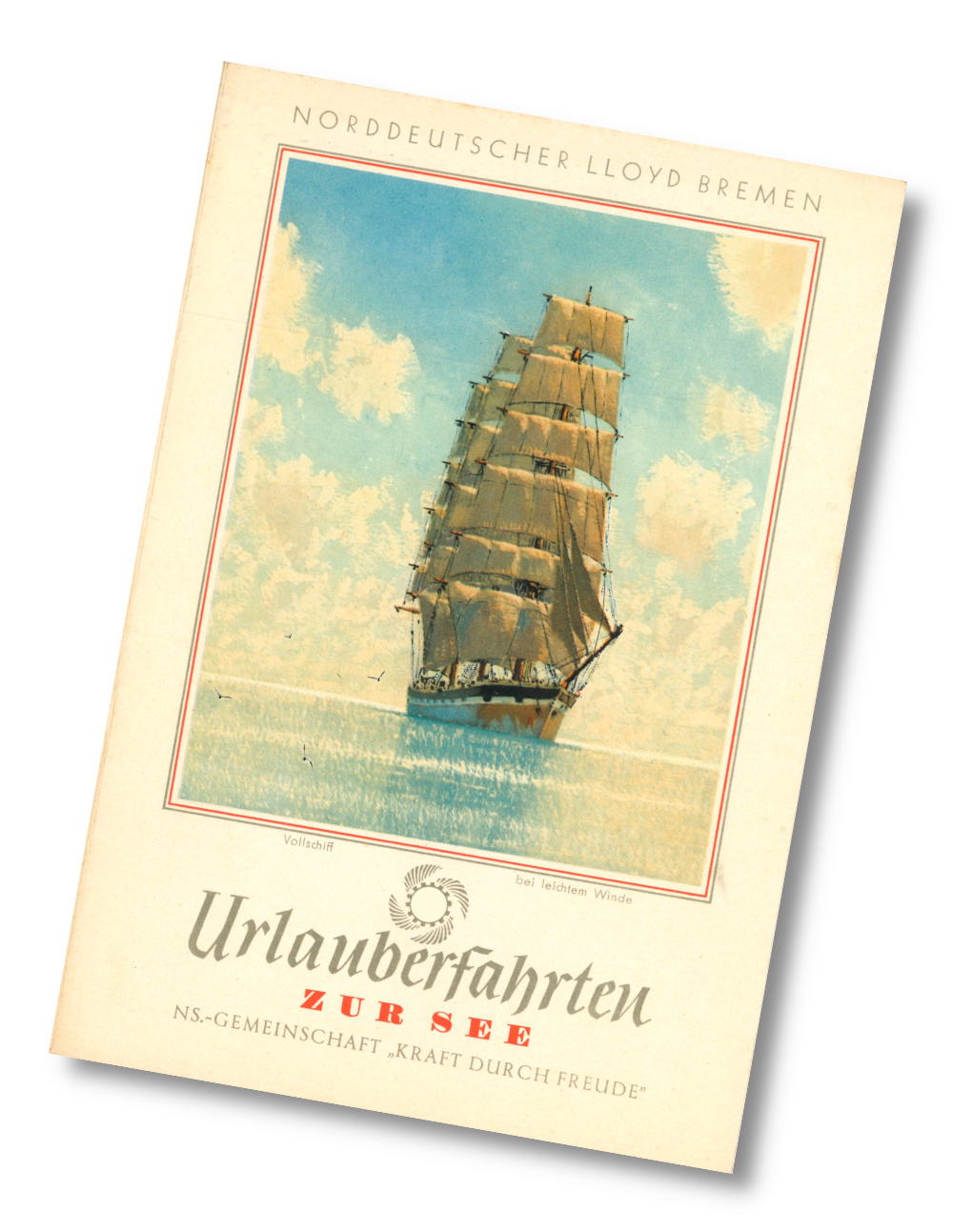 Titelseite des Tageprogramms an Bord des Kdf-Schiffs Der Deutsche, Norwegenfahrt 13. Juli 1938