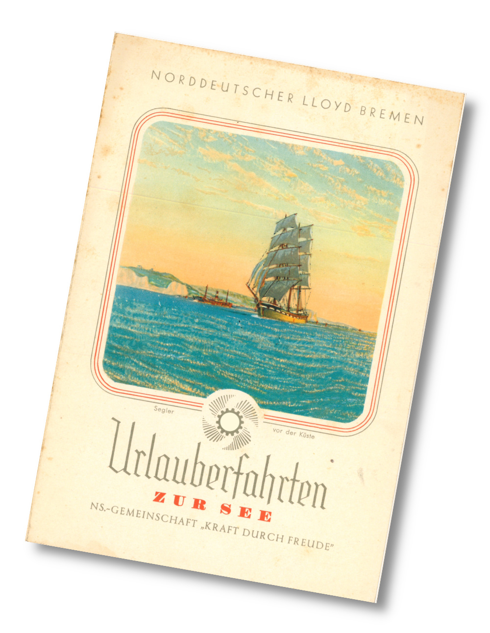 Titelseite des Tageprogramms an Bord des Kdf-Schiffs Der Deutsche, Norwegenfahrt 14. Juli 1938