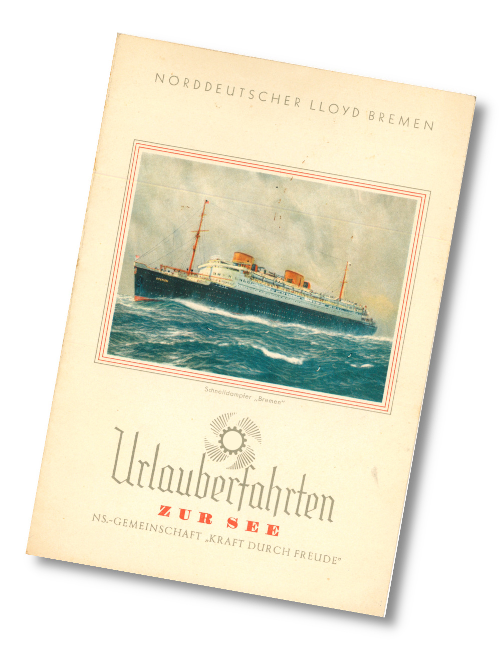 Titelseite des Tageprogramms an Bord des Kdf-Schiffs Der Deutsche, Norwegenfahrt 15. Juli 1938