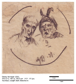 Georg Beringer, Kohlezeichnung, 1921, Portrait unbekannte Personen