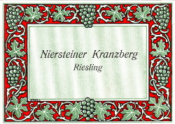 Etikett für Flaschen "Niersteiner Kranzberg, Riesling", Größe: , Text: Niersteiner Kranzberg, Riesling.
