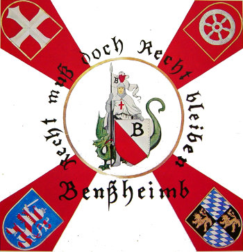 Die Fahne der Bensheimer Bürgerwehr nach einem Entwurf von Thomas Wolf.