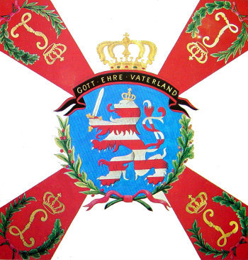 Die Fahne der Bensheimer Bürgerwehr nach einem Entwurf von Thomas Wolf.